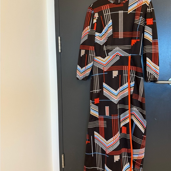 Joan Curtis size 12 (fits size 8-10) Long Sleeve Bishop Dress Geometric Pattern - Picture 3 of 15
